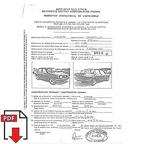 1980 Alfa Romeo Giullietta 1.8 FIA homologation form PDF download
